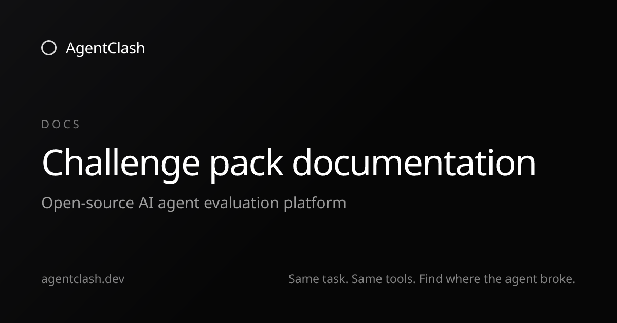 Challenge pack documentation — AgentClash Docs
