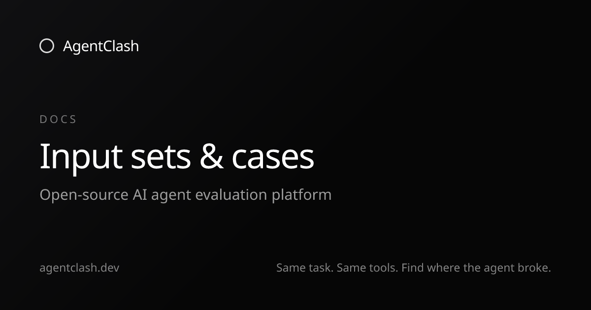 Input sets & cases — AgentClash Docs