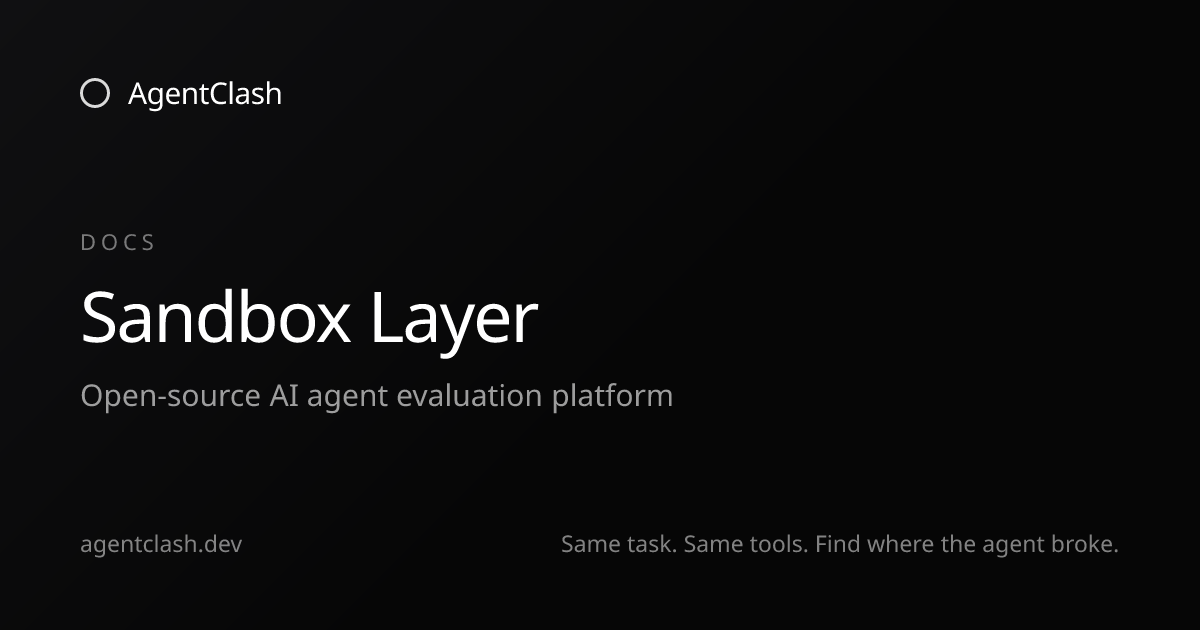 Sandbox Layer — AgentClash Docs