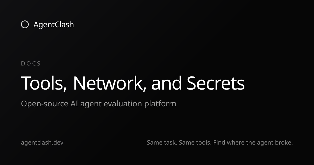 Tools, Network, and Secrets — AgentClash Docs