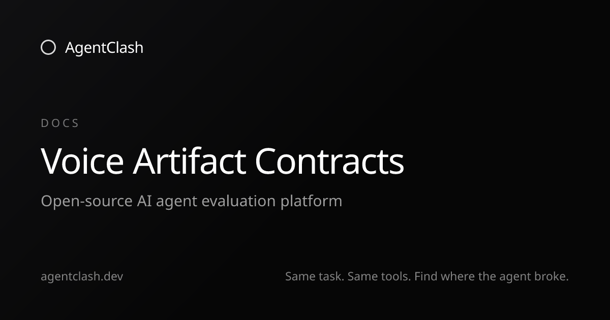 Voice Artifact Contracts — AgentClash Docs